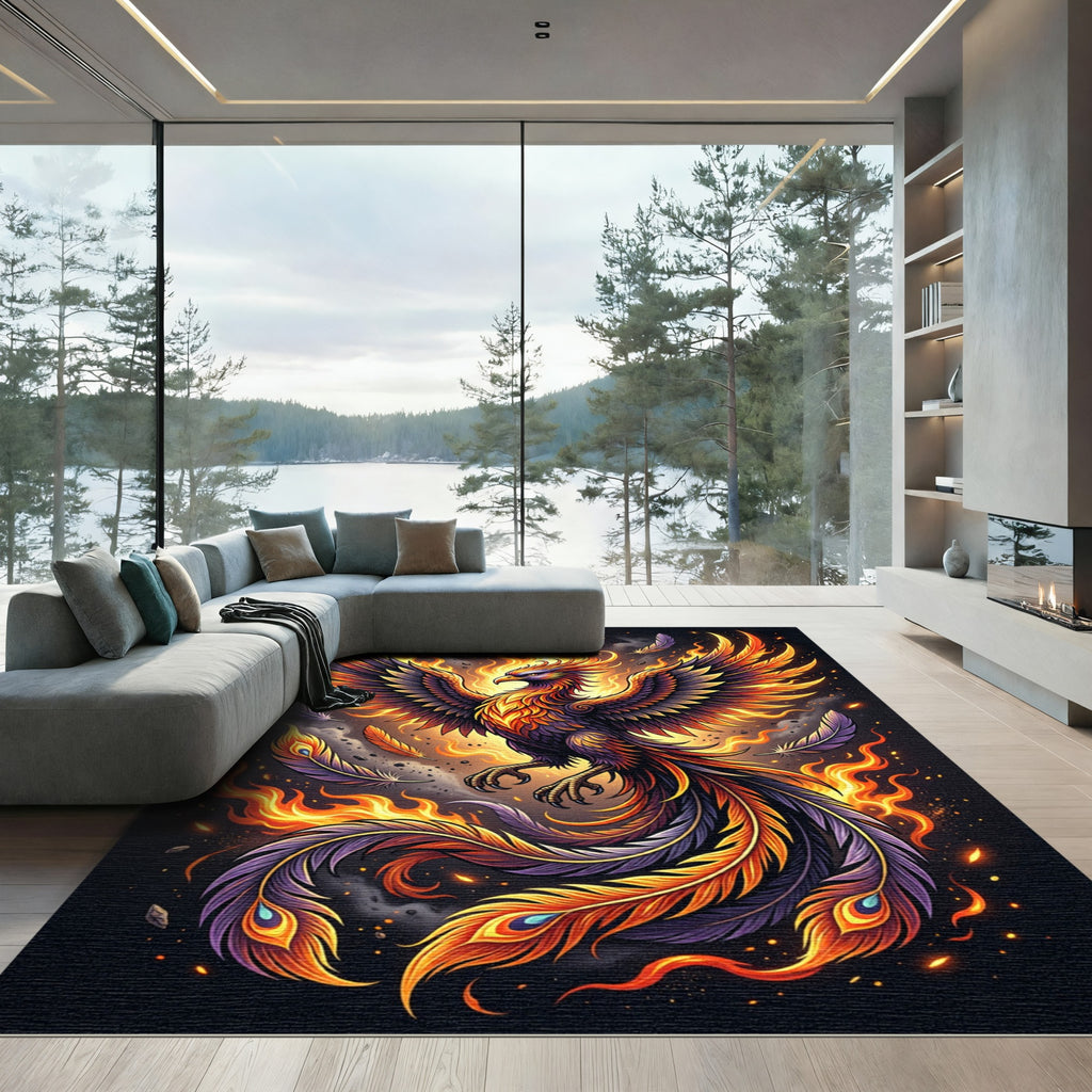 Fiery Phoenix Radiant Gold Purple Rug