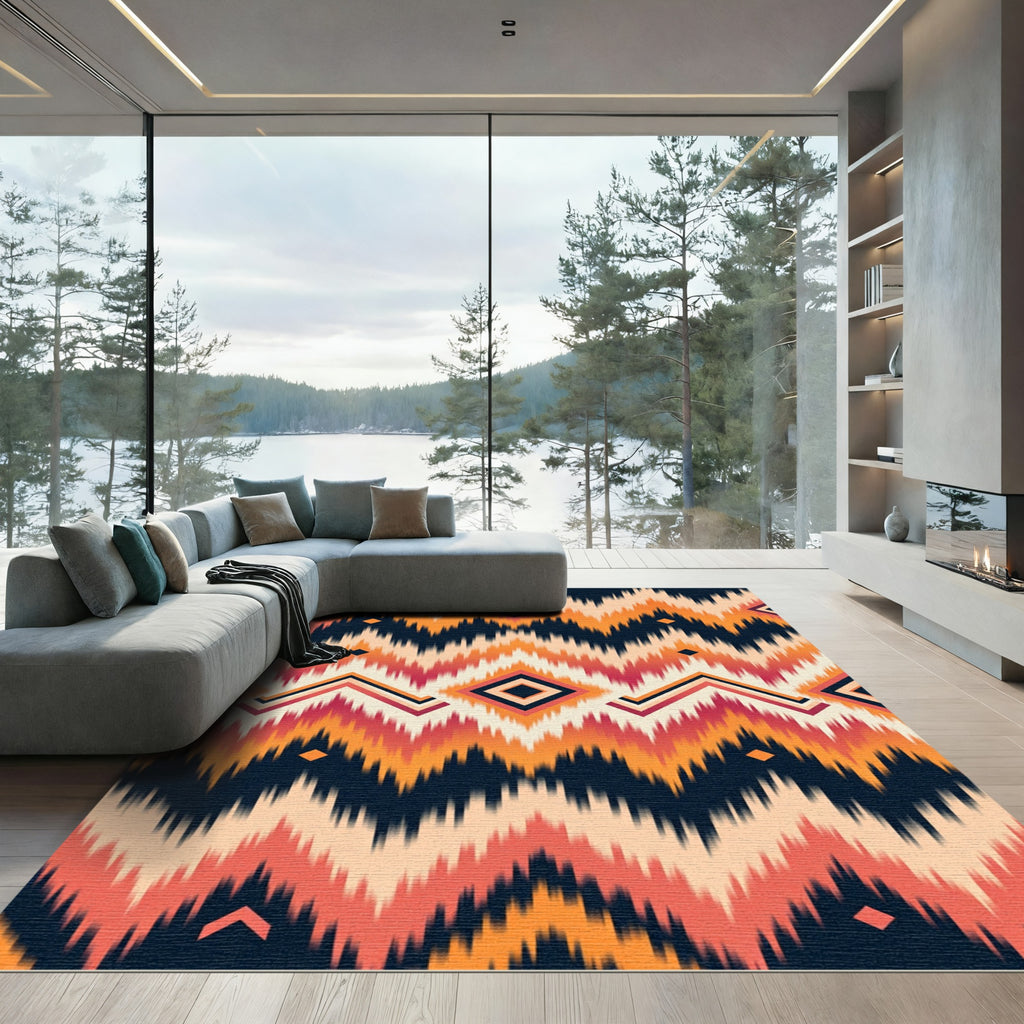 Earthy Tone Zigzag Diamond Rug