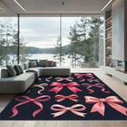 Elegant Pink Ribbon Bow Collection Rug