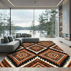 Bold Rust Geometric Diamond Shag Rug
