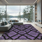 Ornate Lavender Lattice Floral Damask Rug