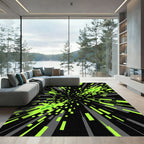 Neon Green Abstract Radial Motion Rug