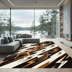 Dynamic Golden Lightning Bolt Explosion Rug