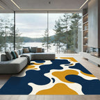 Modern Navy and Gold Organic Liquid Rug