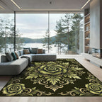 Ornate Sage Botanical Rose Medallion Rug