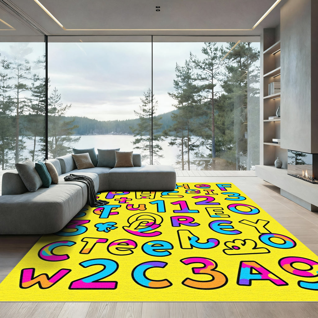 Vibrant Playful Alphabet Numbers Mix Rug