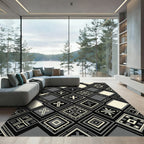 Monochromatic Cross Geometric Square Collage Rug
