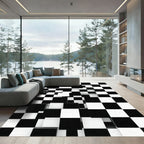 Modern Monochrome Three Dimensional Geometric Checkerboard Rug