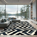 Geometric Chevron Zigzag Dark Slate Rug