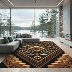 Geometric Earth Tone Lightning Rain Art Rug