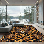 Golden Wild Cheetah Fur Animal Face Rug