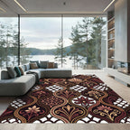 Ornate Earthy Floral Ogee Scallop Rug