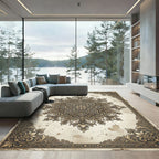 Ornate Sepia Antique Floral Medallion Rug