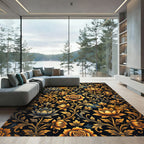 Golden Floral Vine Wallpaper Rug