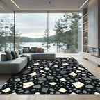 Modern Monochrome Terrazzo Speckled Stones Rug