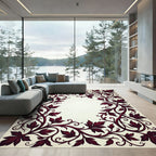 Deep Burgundy Acanthus Scroll Border Rug
