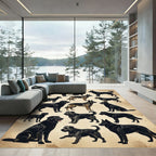 Vintage Black Dog Sketch Illustration Rug