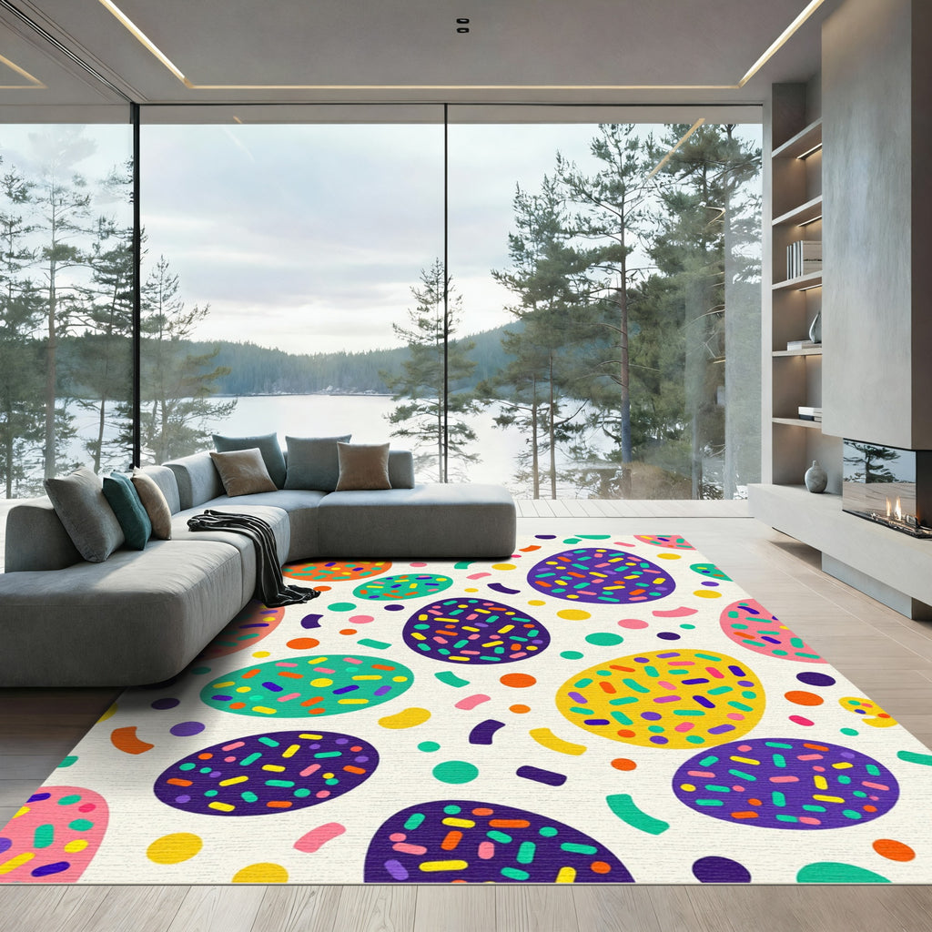 Playful Colorful Sprinkle Confetti Egg Aesthetic Rug