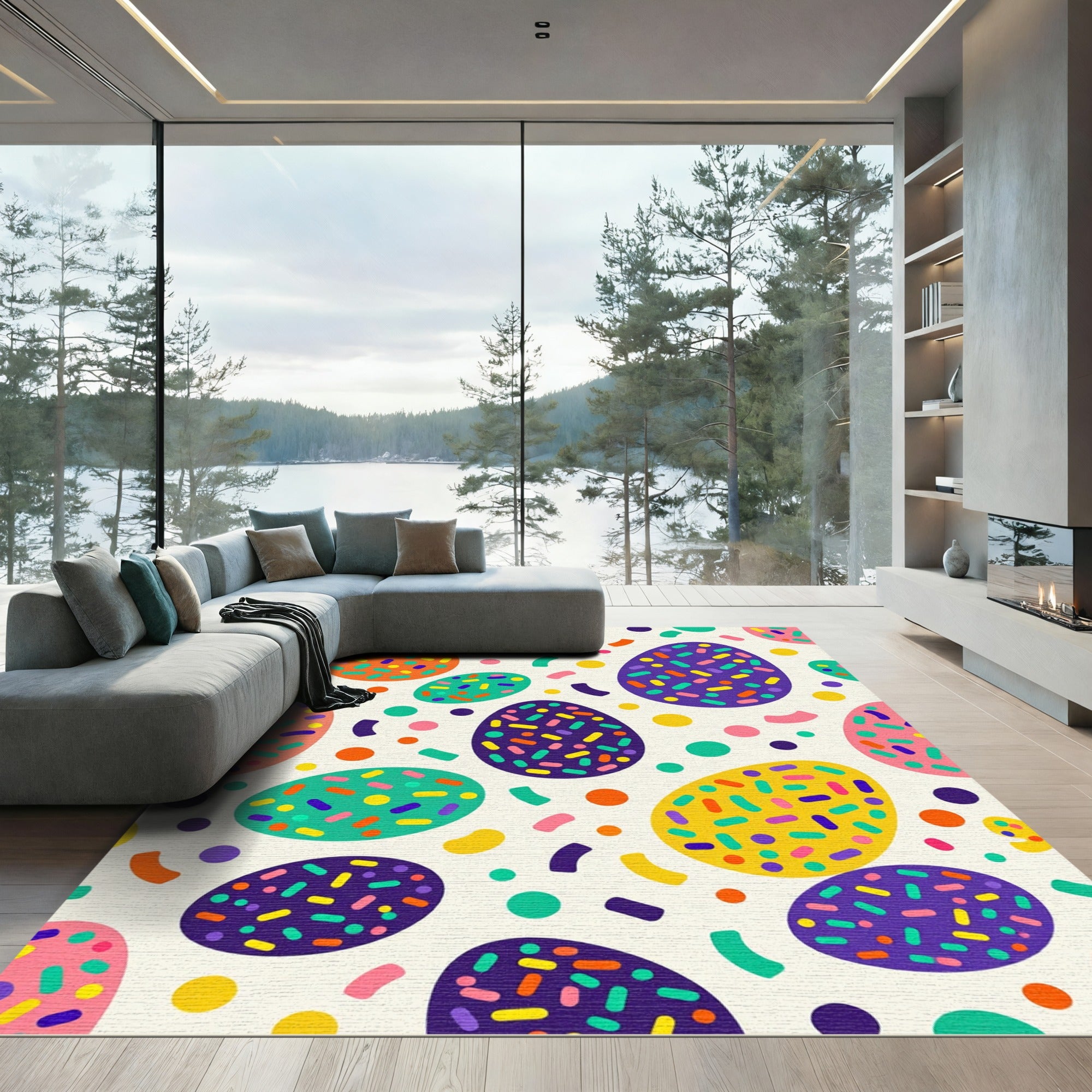 Playful Colorful Sprinkle Confetti Egg Aesthetic Rug