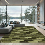 Industrial Olive Brick Stack Wall Rug