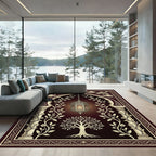 Elegant Dark Arch Floral Lantern Illustration Rug