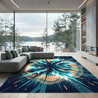 Dynamic Teal Marine Abstract Wave Rug