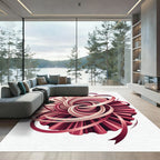 Crimson Swirl Ribbon Medallion Rug