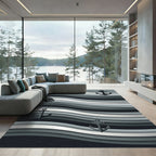 Monochromatic Wavy Nautical Anchor Rug