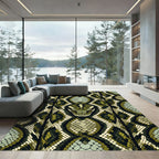 Olive Green Reptile Scale Serpent Rug
