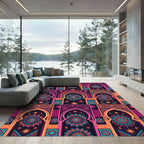 Vibrant Arch Mandala Geometric Medallion Rug