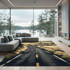 Winding Road Serene Landscape Horizon Rug