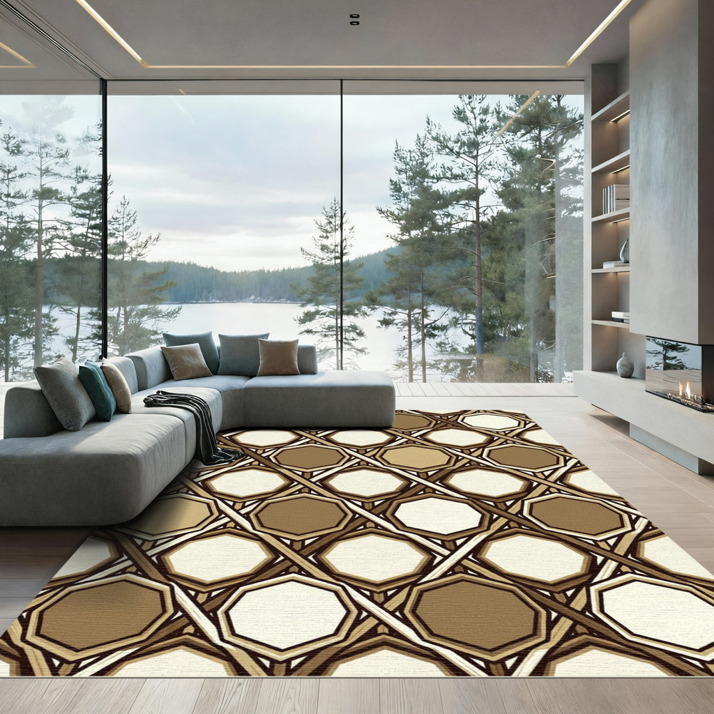 Sepia Octagonal Woven Lattice Rug