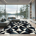 Monochromatic Geometric Black White Triangles Rug