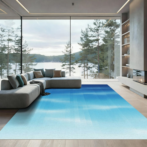 Abstract Blue Horizon Cloudscape Rug