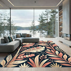 Whimsical Blush Caterpillar Floral Garden Rug
