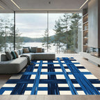 Deep Blue Woven Lines Rug
