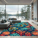Vibrant Tropical Reef Multi Colored Fish Rug