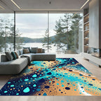 Abstract Teal Water Droplet Ocean Wave Rug