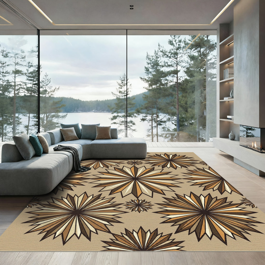 Retro Starburst Brown Multi Tone Rug
