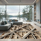 Geometric Grid Sand Beige Lattice Rug