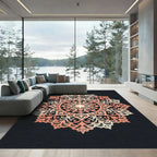 Lace Coral Ornate Floral Medallion Rug