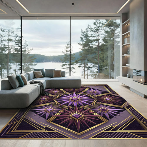 Art Deco Purple Amethyst Geometric Star Rug