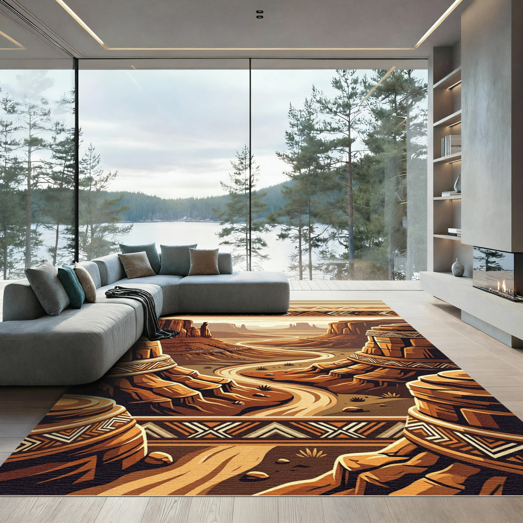Earthy Southwestern Canyon Horizon Area Rug