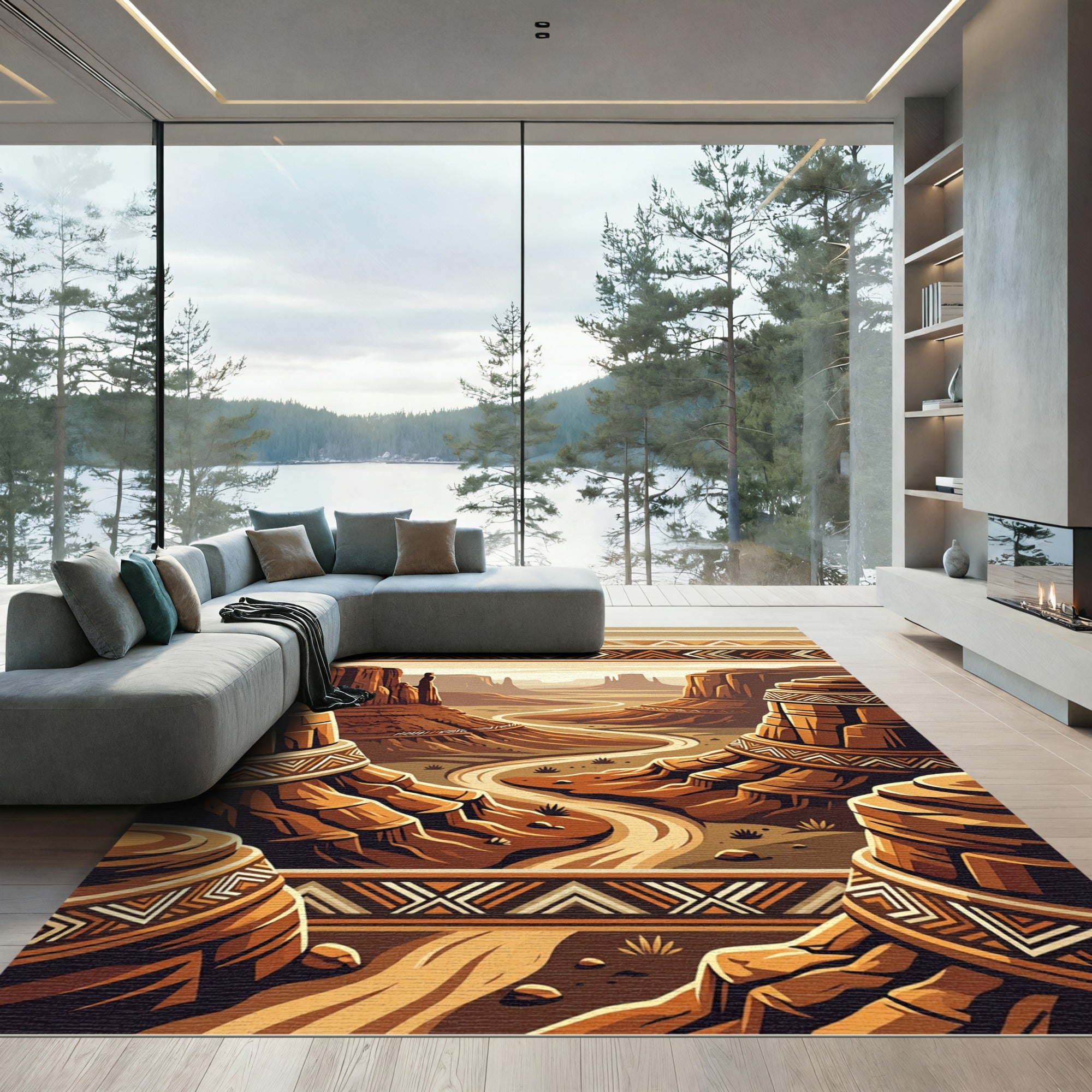 Earthy Southwestern Canyon Horizon Area Rug