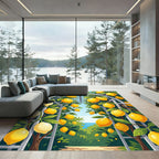 Sunlit Lemon Orchard Trellis Art Rug