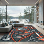 Orange Rope Stanchion Abstract Texture Rug