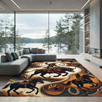 Rustic Western Rodeo Cowboy Horse Art Rug