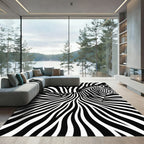 Animalistic Black White Swirls Rug
