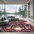 Rose Gold Baroque Scroll Swirl Rug