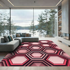 Deep Pink Layered Hexagon Texture Rug